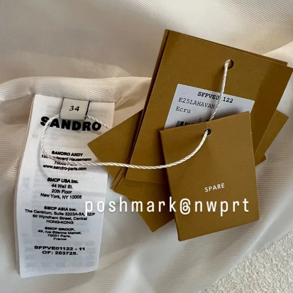 NWT 💯 SANDRO Paris Lahavane Rhinestone Crop Blazer Jacket Blouse Top 34 0 XS - Picture 7 of 13